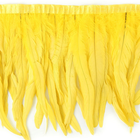 Bleach Dyed Coque Tail Fringe Bright - 10-12" - Yellow