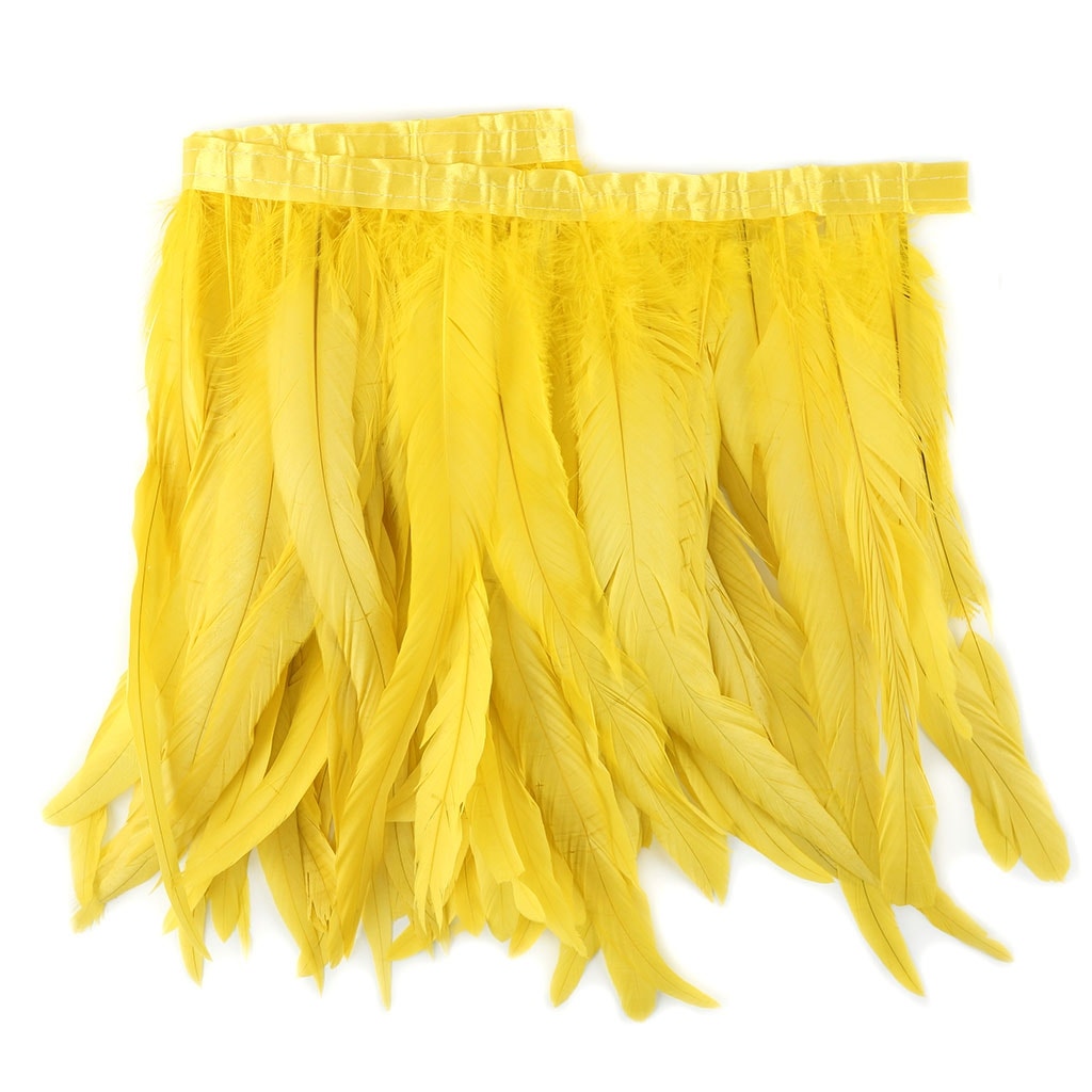 Bleach Dyed Coque Tail Fringe - 12-14" - Bright Yellow