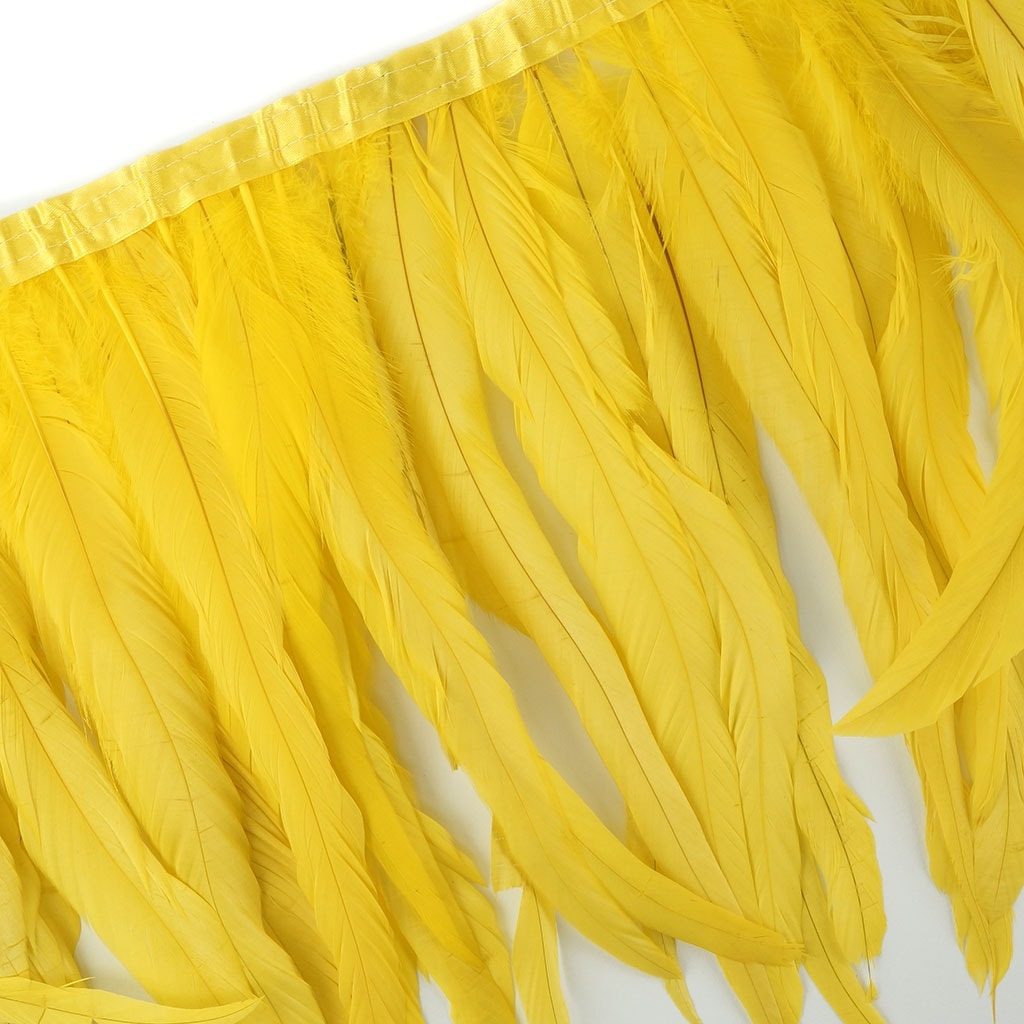 Bleach Dyed Coque Tail Fringe - 12-14" - Bright Yellow