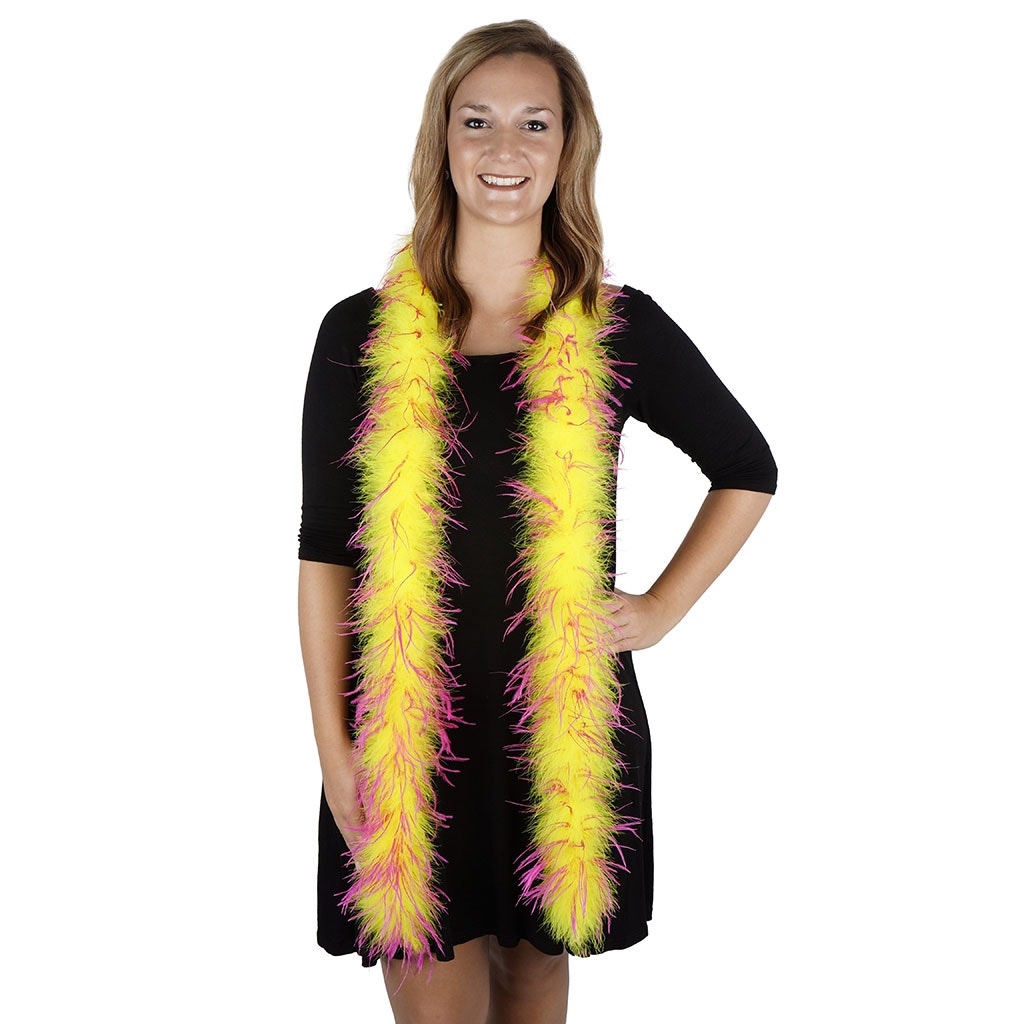 Marabou and Ostrich Feather Boa - Fluorescent Yellow/Shocking Pink