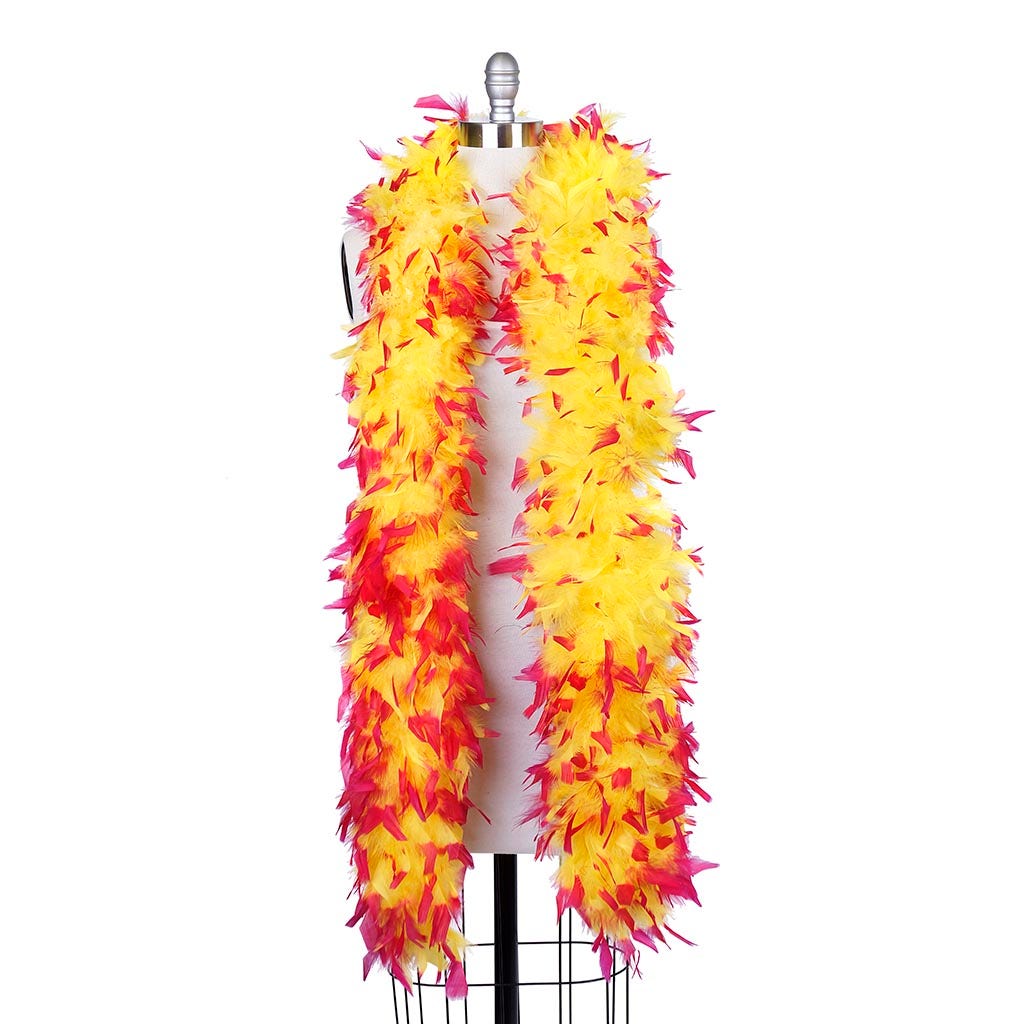 Tipped Chandelle Feather Boa - Heavyweight - Fluoresent Yellow/Shocking Pink