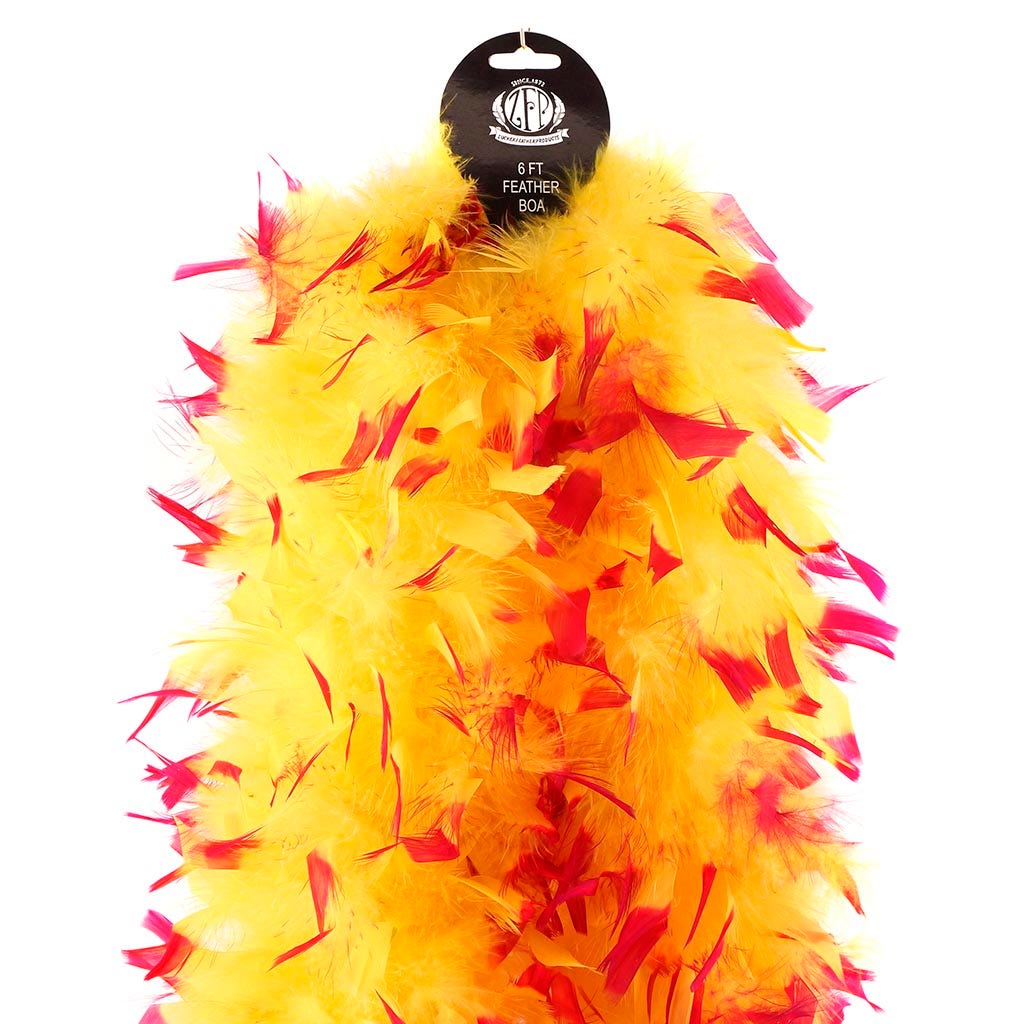 Tipped Chandelle Feather Boa - Heavyweight - Fluoresent Yellow/Shocking Pink