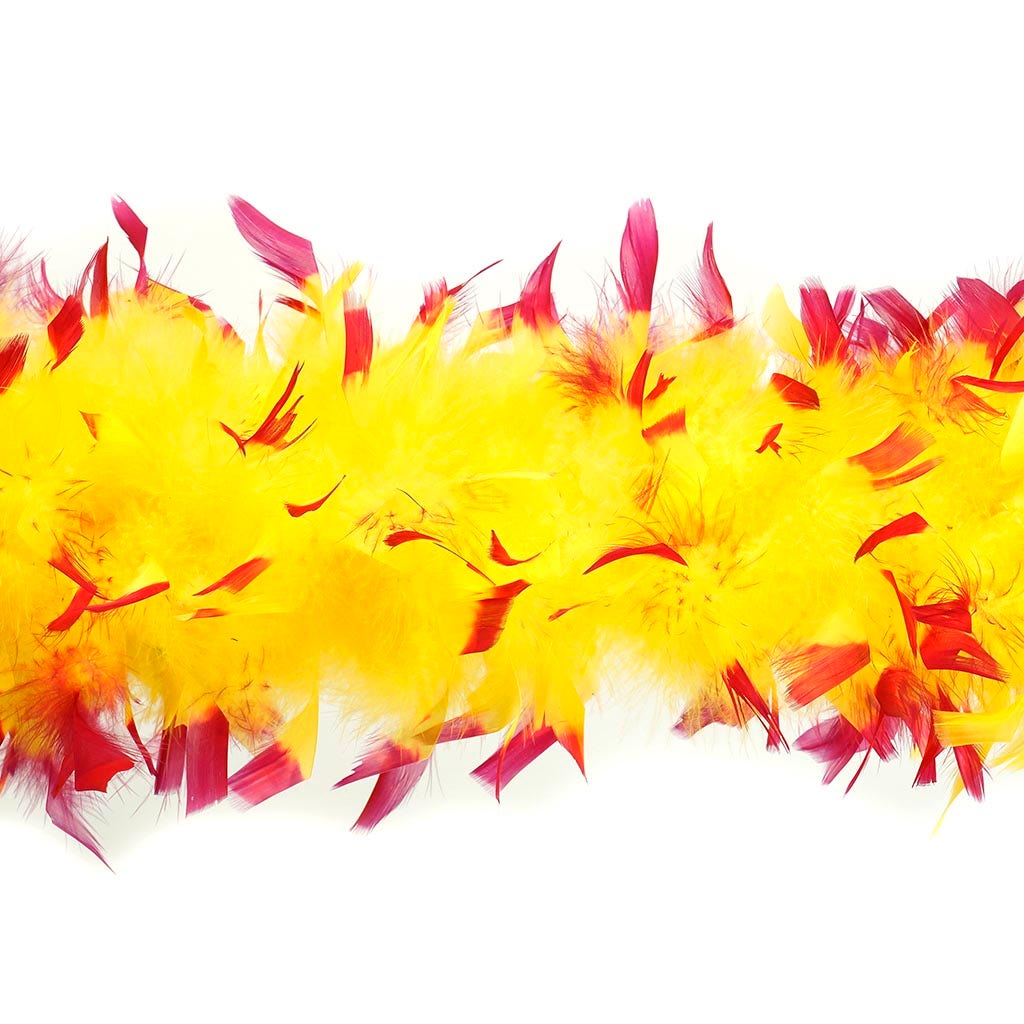 Tipped Chandelle Feather Boa - Heavyweight - Fluoresent Yellow/Shocking Pink