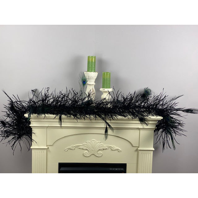 Decorative Large Black Feather Garland