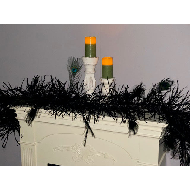 Decorative Large Black Feather Garland