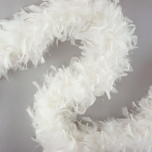 Chandelle Feather Boa with Lurex - Heavyweight  - White/Gold Lurex