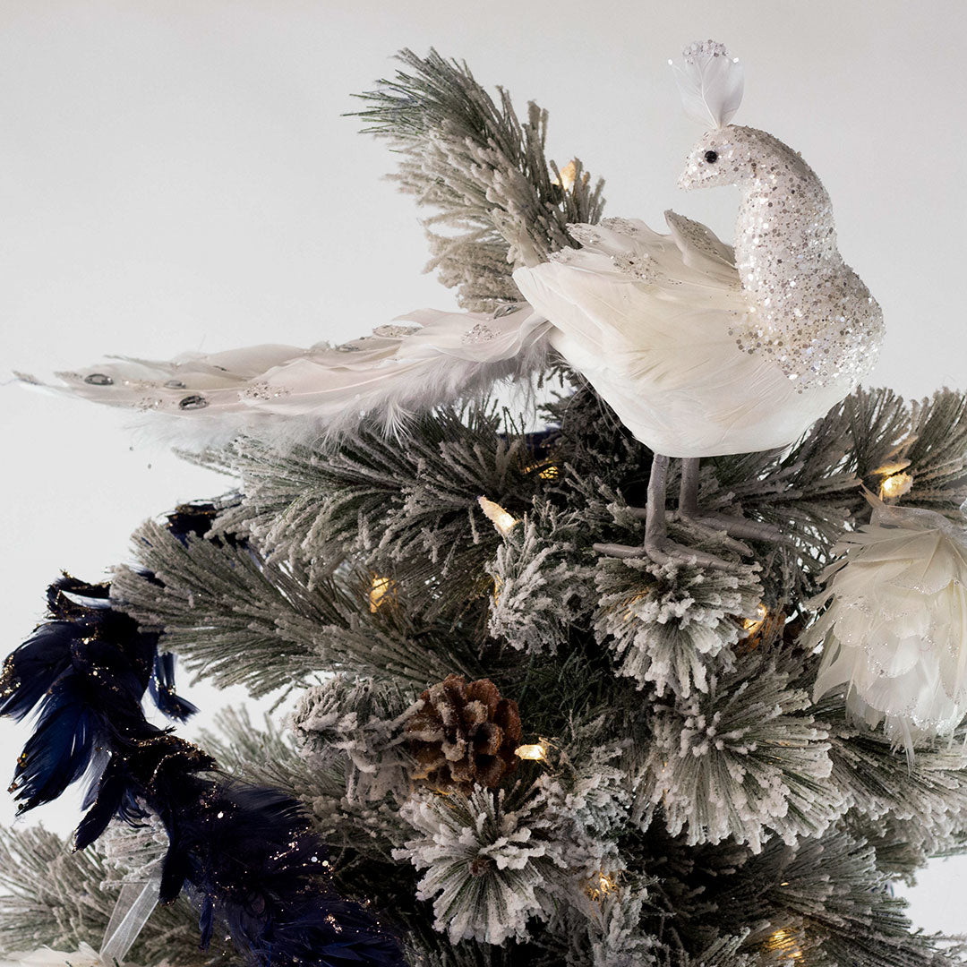 White Peacock Christmas Ornament  White Christmas Tree Decorations –   by Zucker Feather Products, Inc.