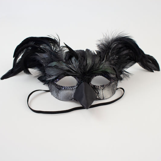 Black & Silver Raven Feather Costume Mask