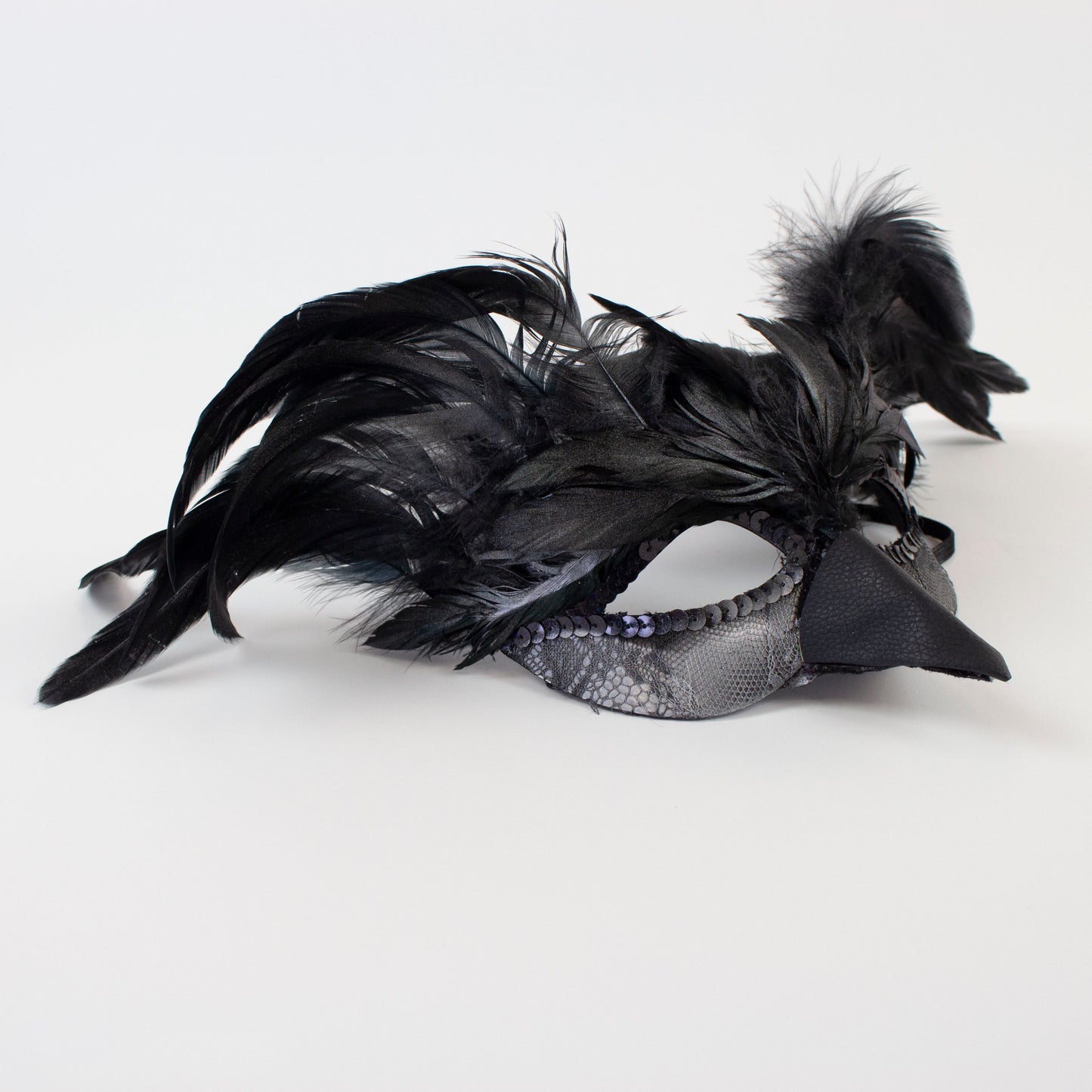 Black & Silver Raven Feather Costume Mask