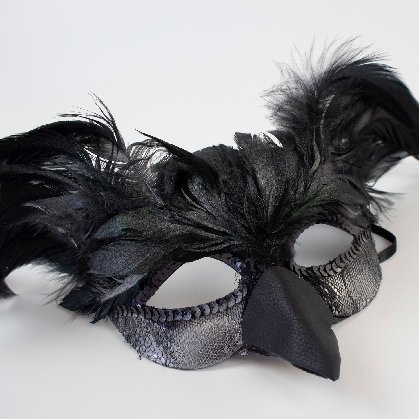 Black & Silver Raven Feather Costume Mask