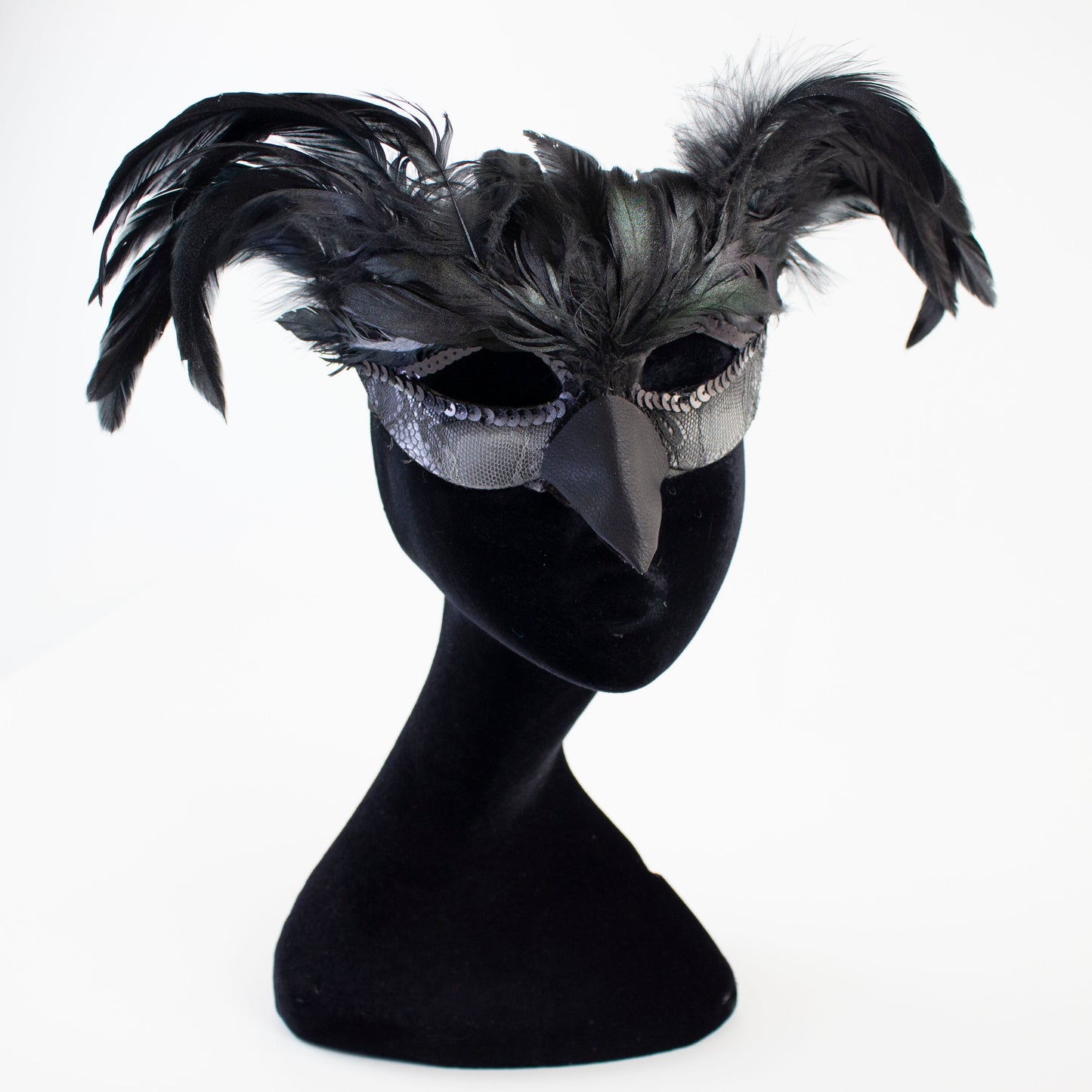 Black & Silver Raven Feather Costume Mask