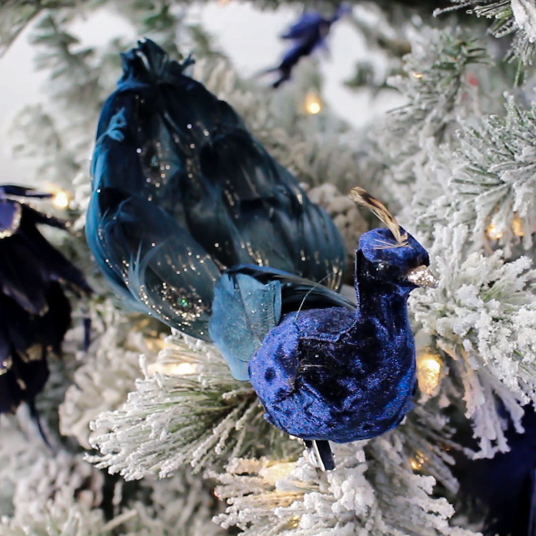 Navy Blue Peacock Ornament