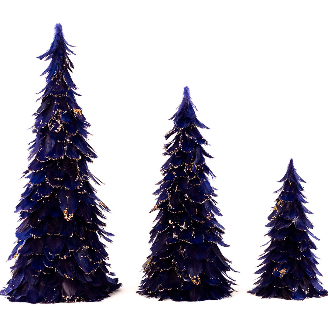 Navy Blue Feather Christmas Tree Decoration