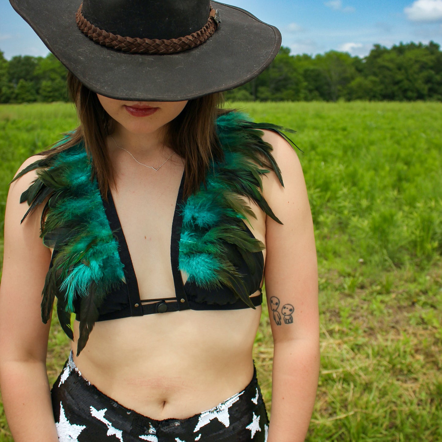 Dakota Feathers Down Harness - Dark Aqua