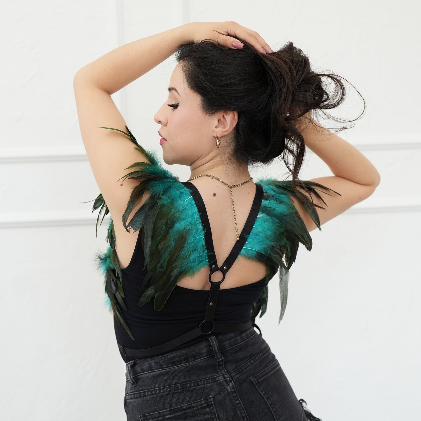 Dakota Feathers Down Harness - Dark Aqua