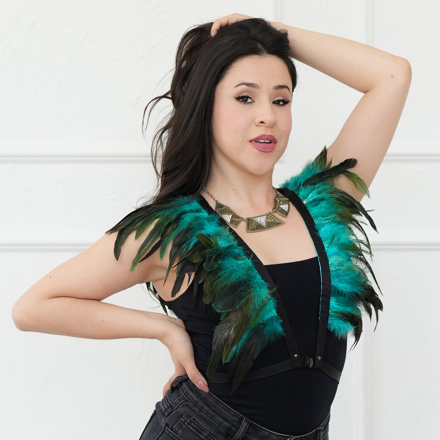 Dakota Feathers Down Harness - Dark Aqua