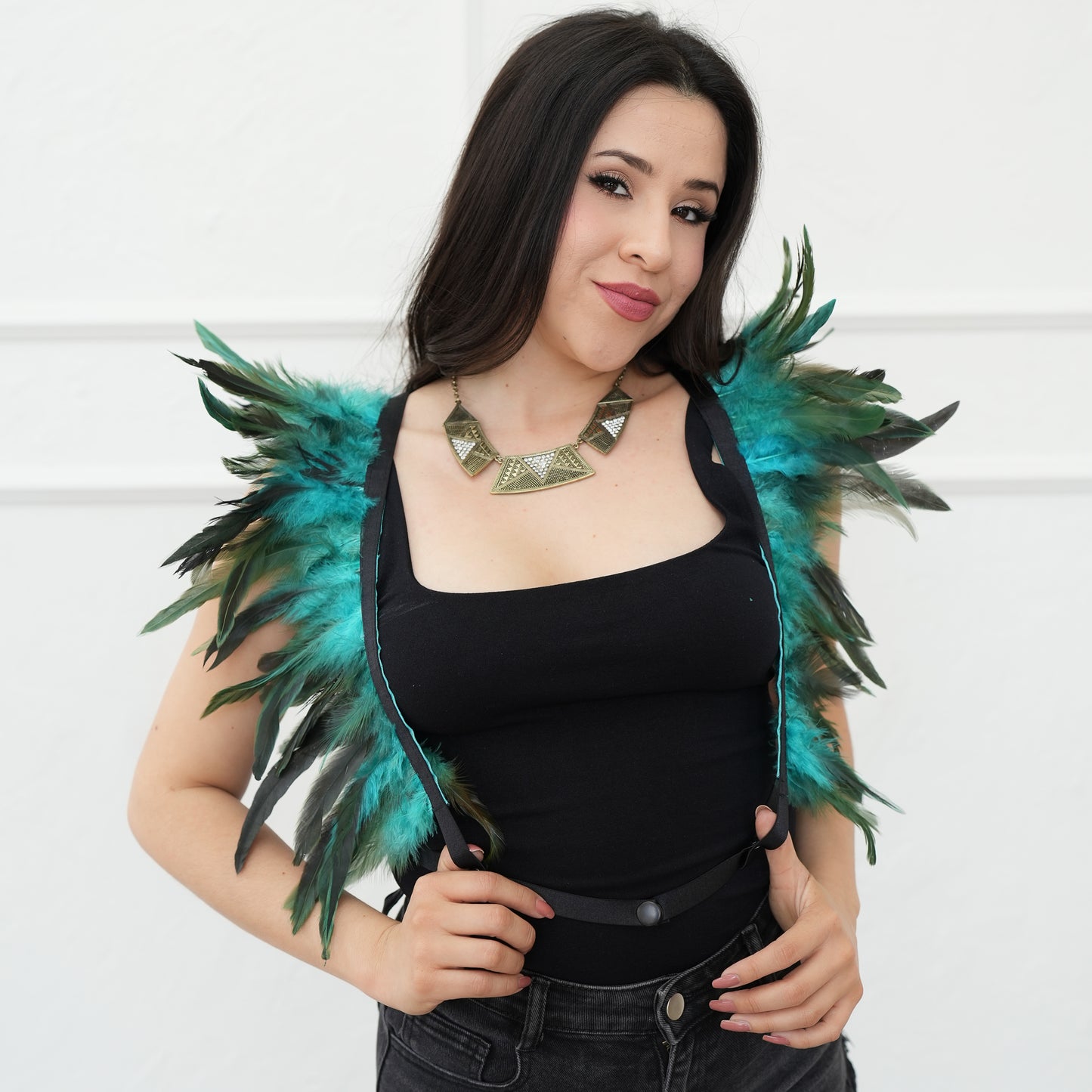 Dakota Feathers Up Harness - Dark Aqua