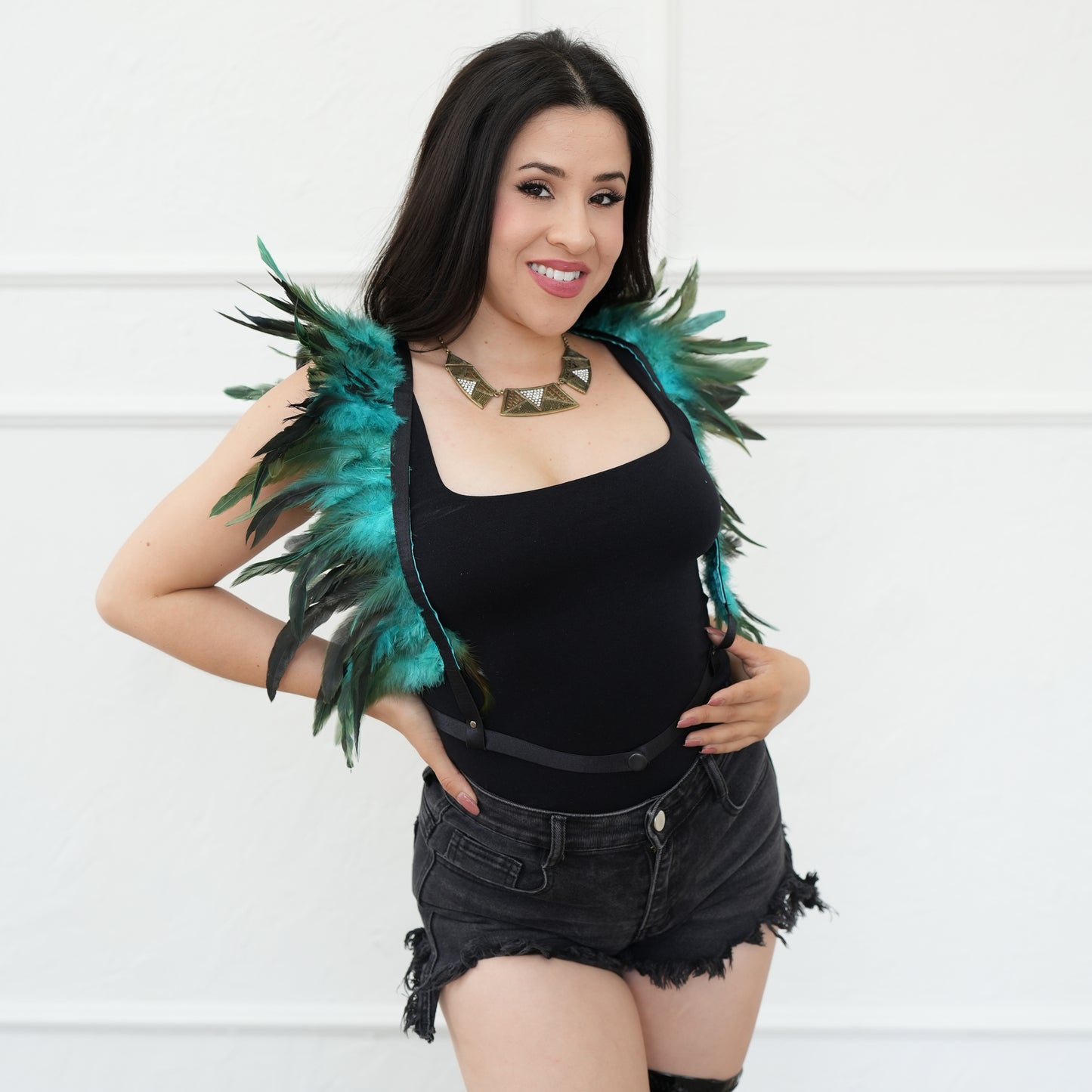 Dakota Feathers Up Harness - Dark Aqua