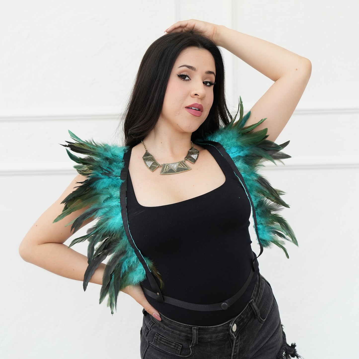 Dakota Feathers Up Harness - Dark Aqua