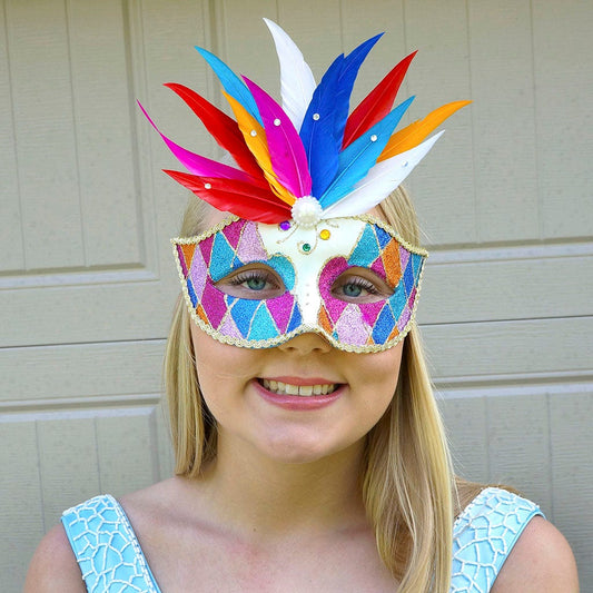 Jubilee Mask w/Goose Feathers - Asst