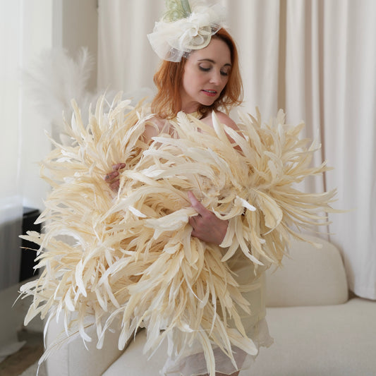 Deluxe Rooster Coque Feather Boa - Beige