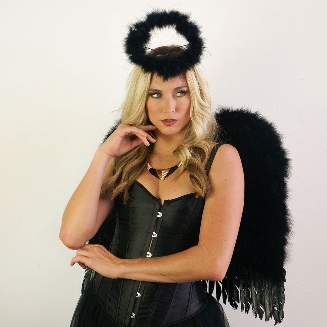 Medium Angel Costume Wings-Black