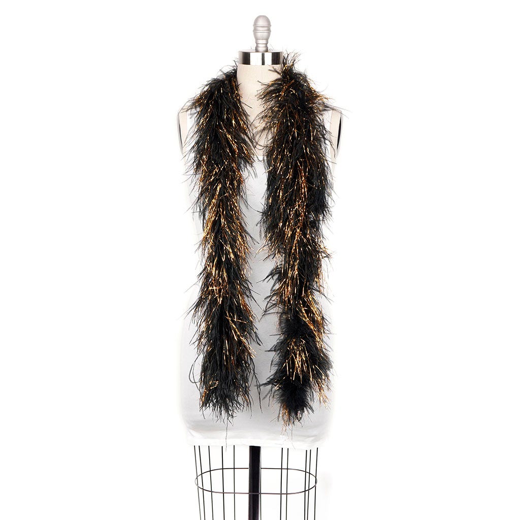 Ostrich Feather Boa for Sale Online 6 Ply / Black Lurex