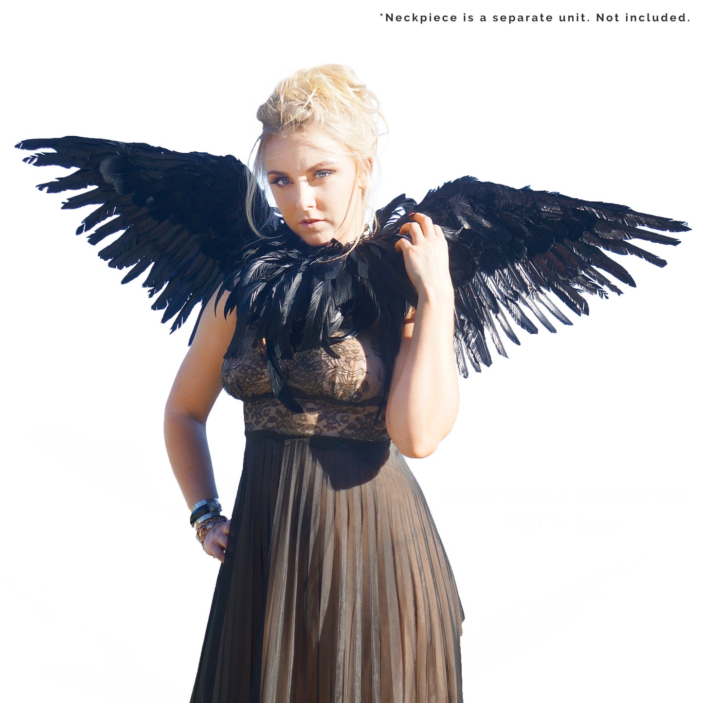 Adult Mockingbird Large Wings Costume - Black Angel Fairy Cosplay Halloween Crow Feather Wing