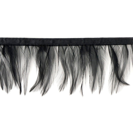 Dyed Hackle Feather Fringe Black