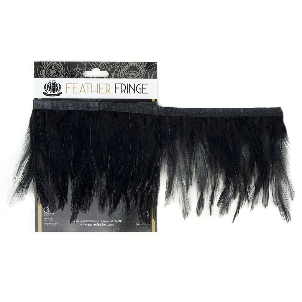 Dyed Hackle Feather Fringe Black