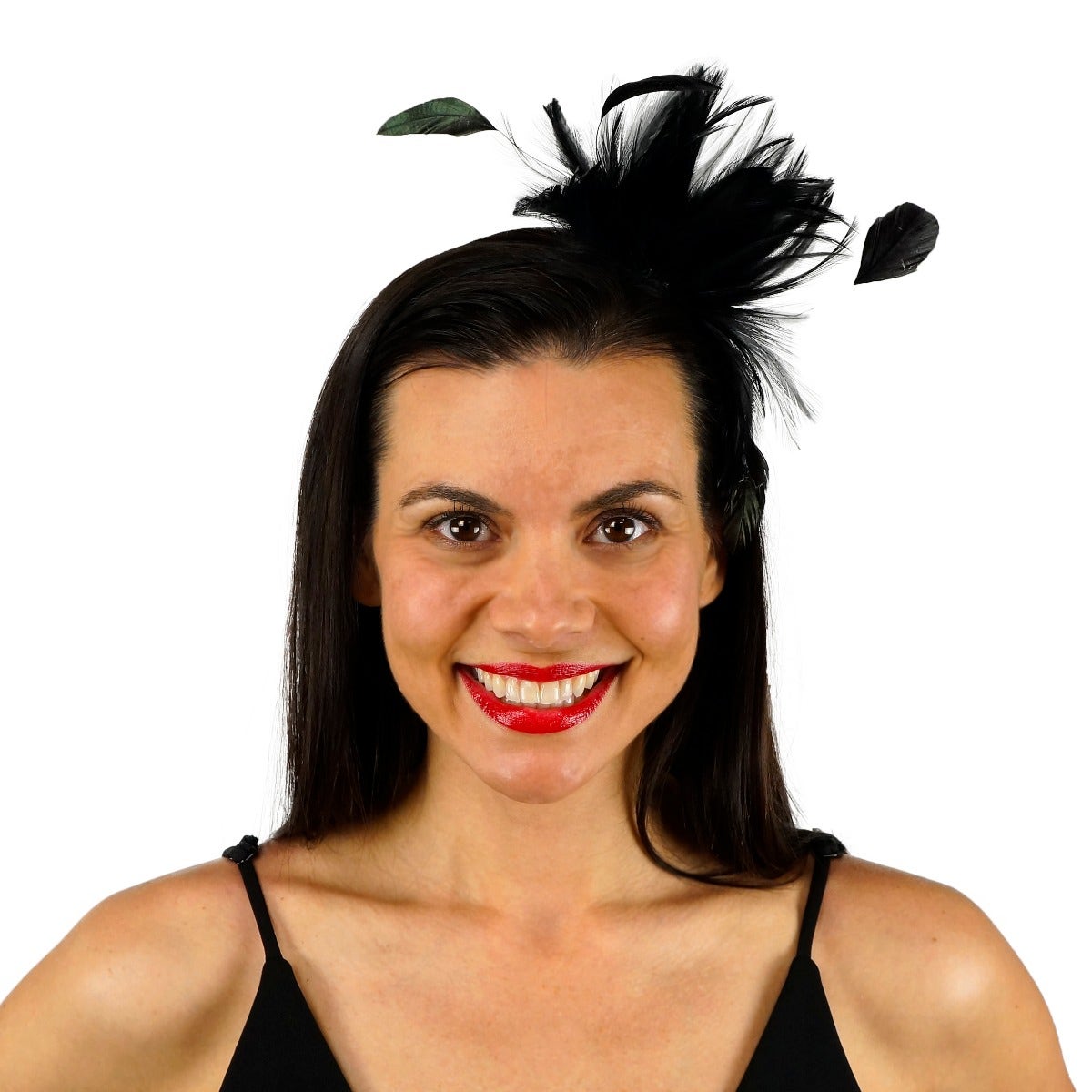 Feather Headband w/Rooster Hackle/Stripped Coque Black