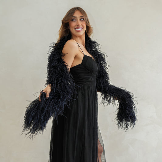 Black 6 Ply Ostrich Feather Boa