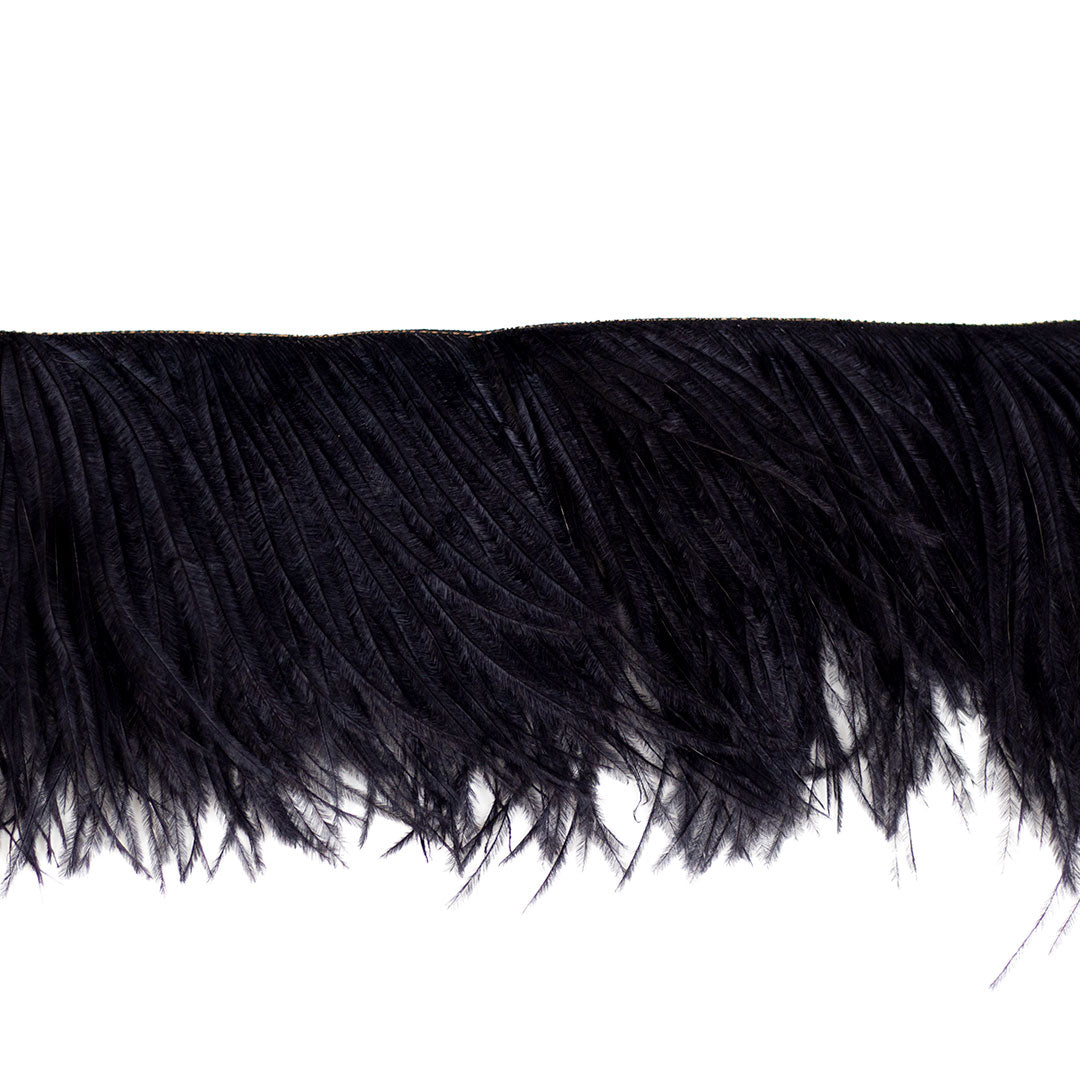 1 Meter High Quality Ostrich Feather Trim 18-22cm Black Ostrich