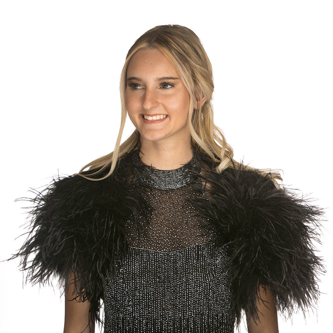 Small Ostrich Bolero - Feather Shoulder Wrap - Black