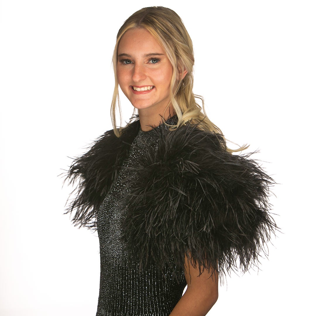 Small Ostrich Bolero - Feather Shoulder Wrap - Black