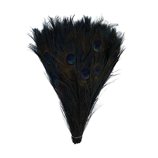 Peacock Tail Eyes Bleached and Dyed - 8-15” - 100 PC - Black