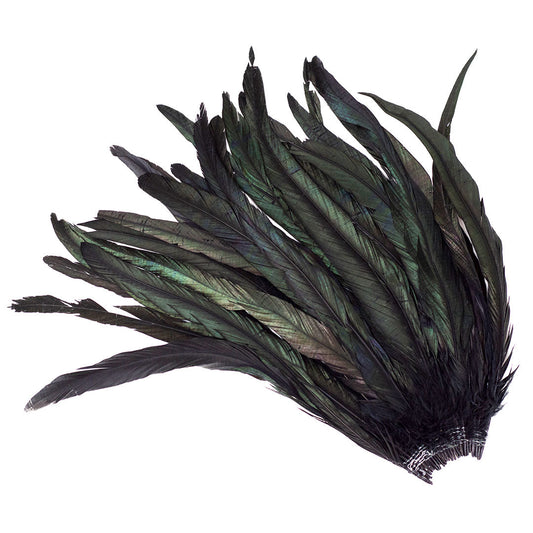 1 Dozen - Aqua Green Stripped Coque Tail Feathers