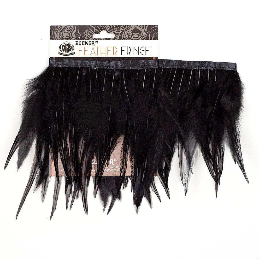 Rooster Saddle Fringe on Bias 6-8" x 1 YD-Black