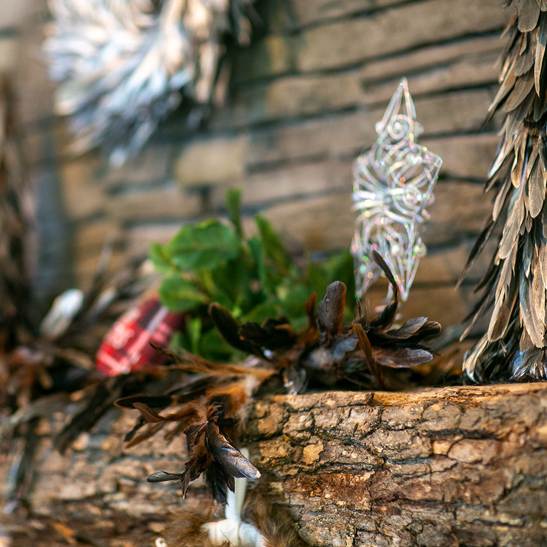 Metallic Feather Garland - 50"- Black/Silver