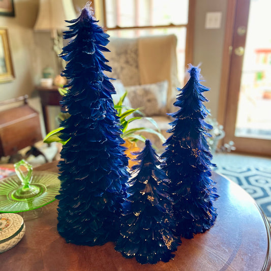 Feathered Navy Blue Christmas Tree