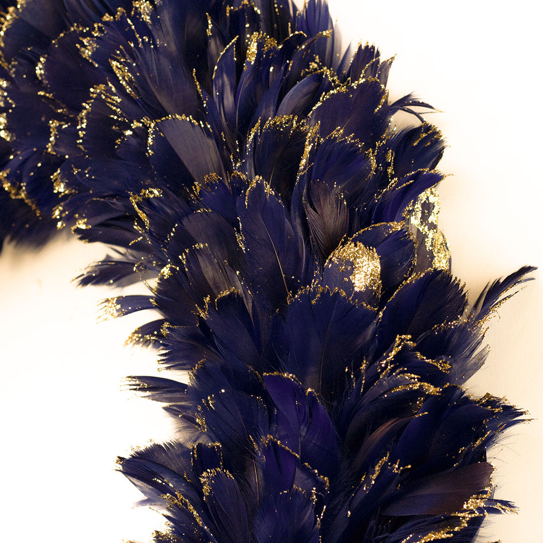 Feathered Blue Christmas Wreath