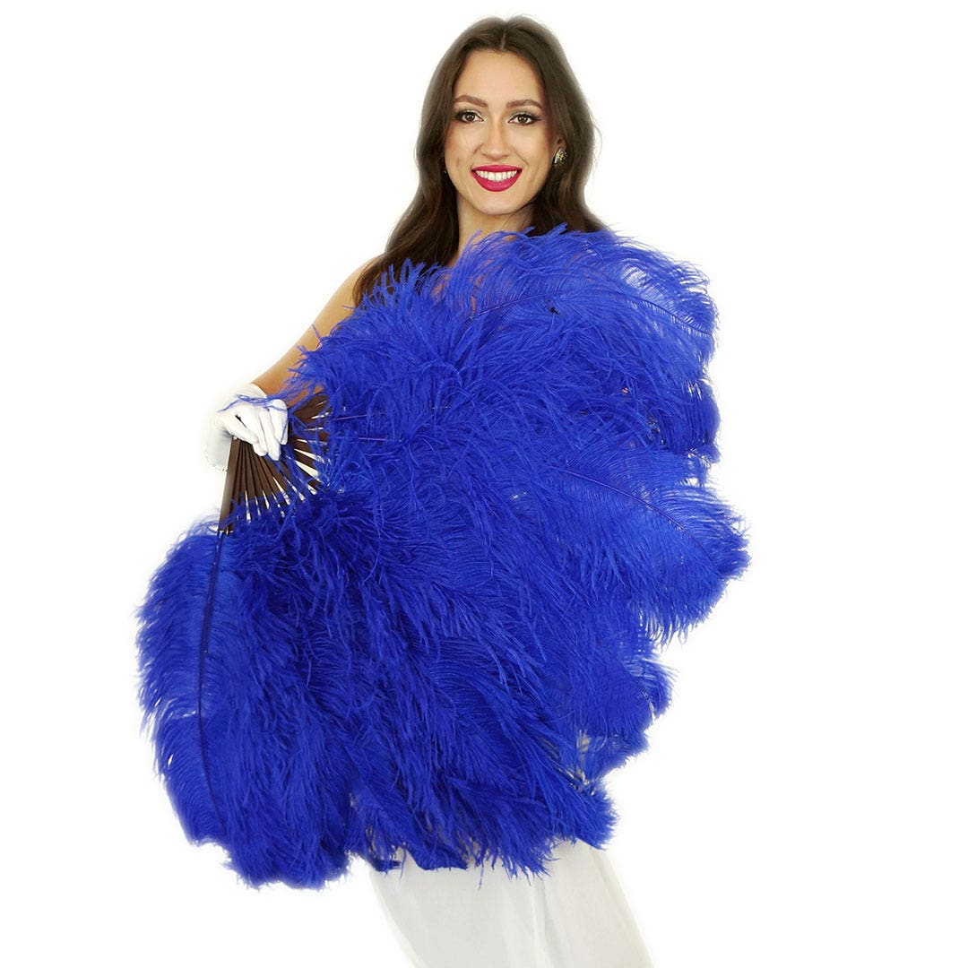 Ostrich Feather Fan with Prime Ostrich Femina Feathers-Royal