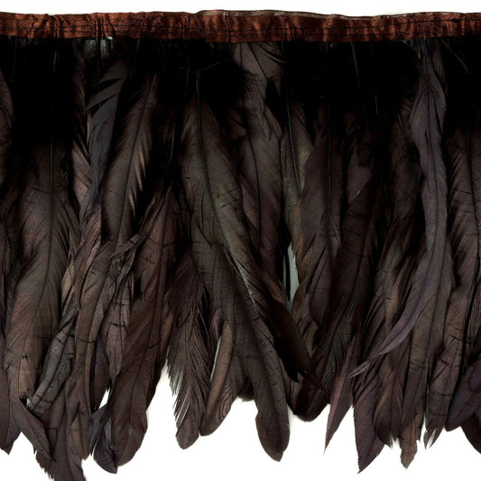 Bronze Iridescent Coque Fringe - 8 -10" - Dark Brown / Iridescent