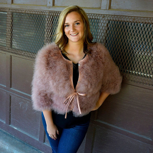 Marabou Jacket w/Cinch Belt Praline