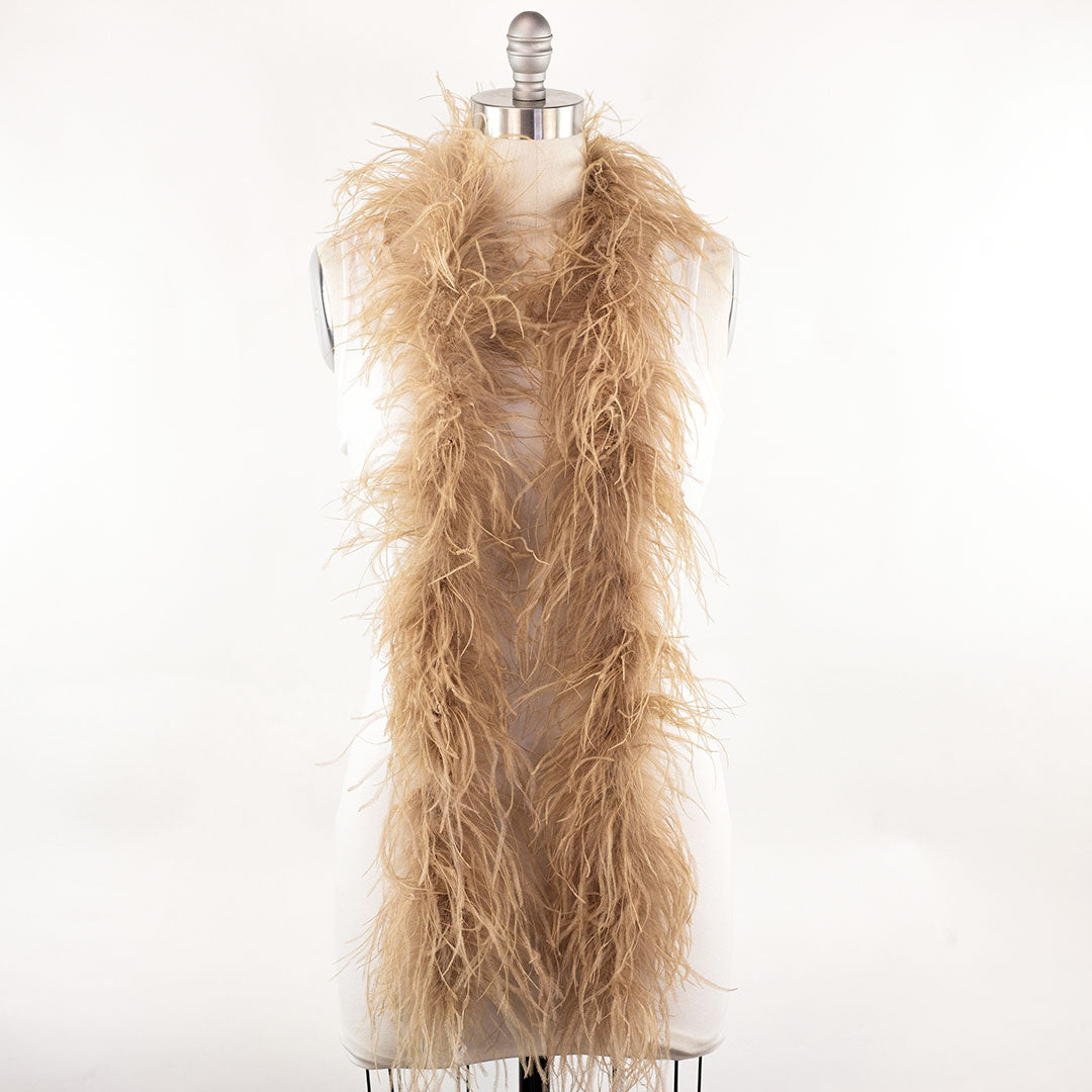 Camel Beige 2 Ply Ostrich Feather Boa