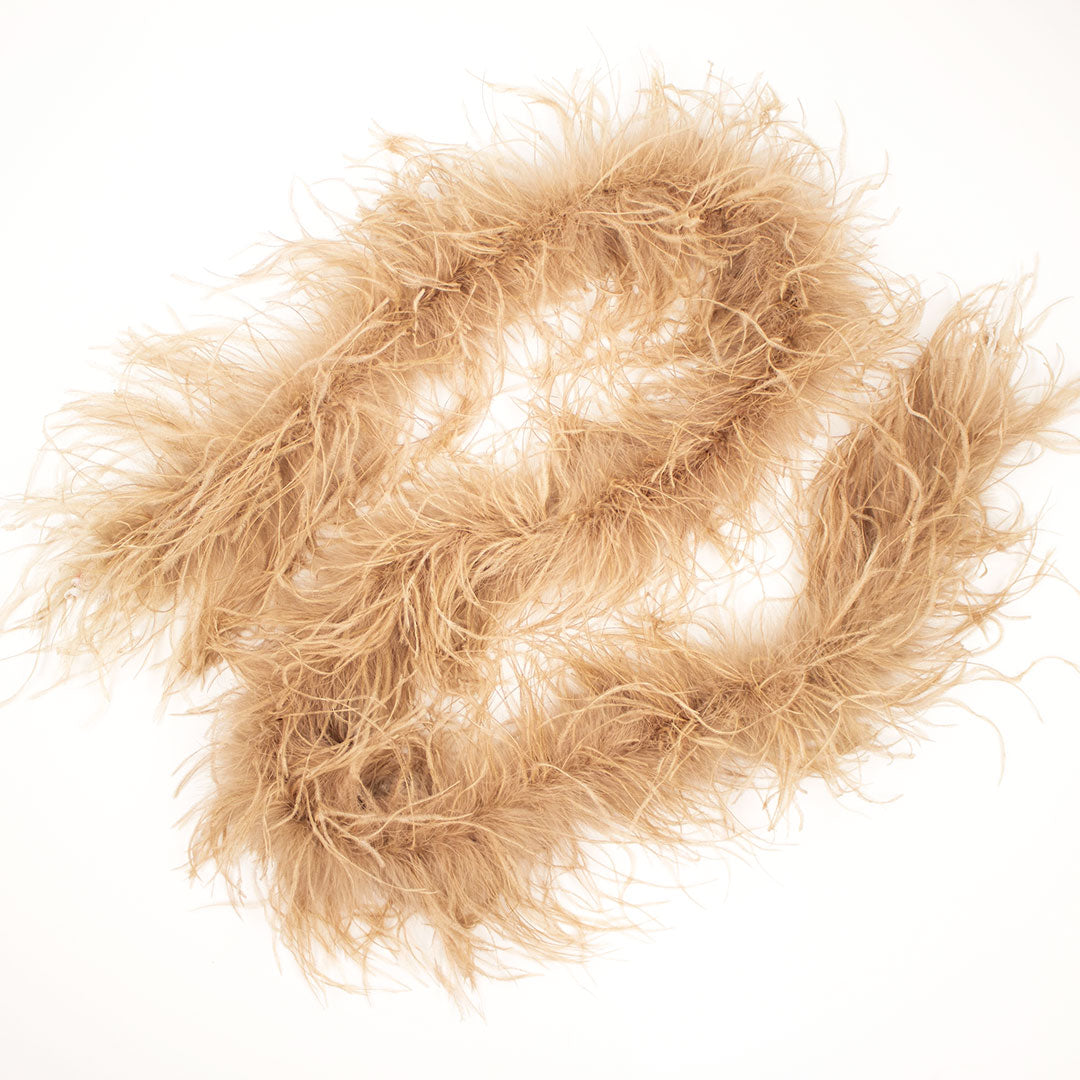 Camel Beige 2 Ply Ostrich Feather Boa