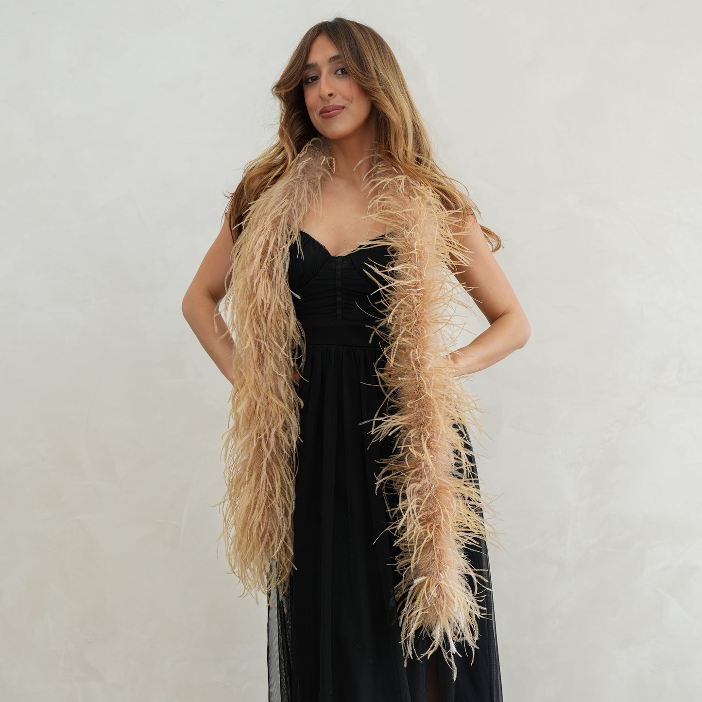 Camel Beige 2 Ply Ostrich Feather Boa