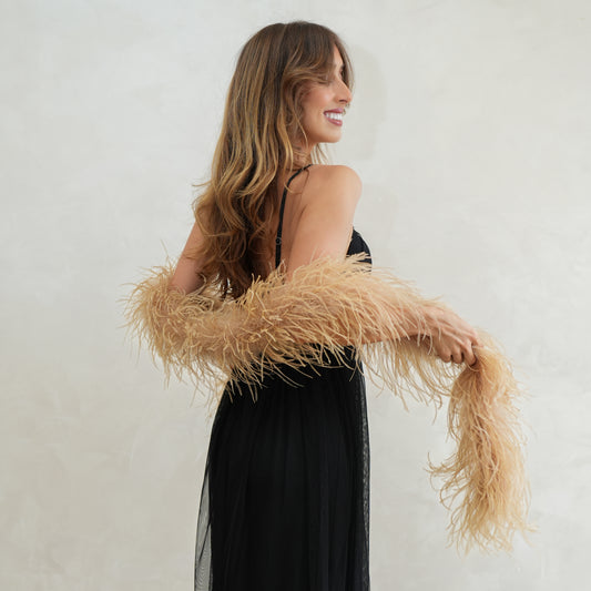 Camel Beige 2 Ply Ostrich Feather Boa