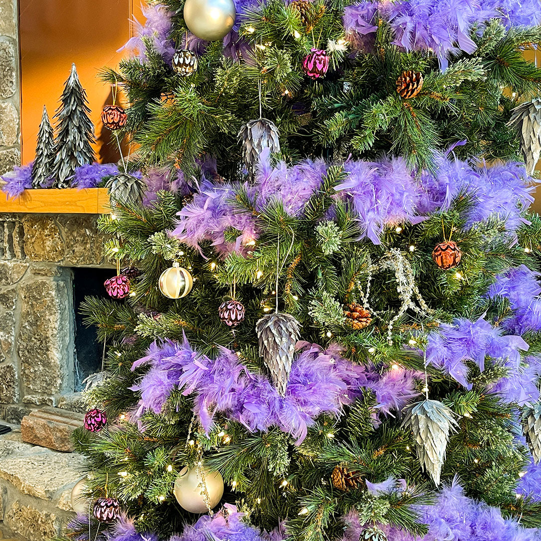 FRONTGATE shop Christmas Ornaments Purple w/feathers