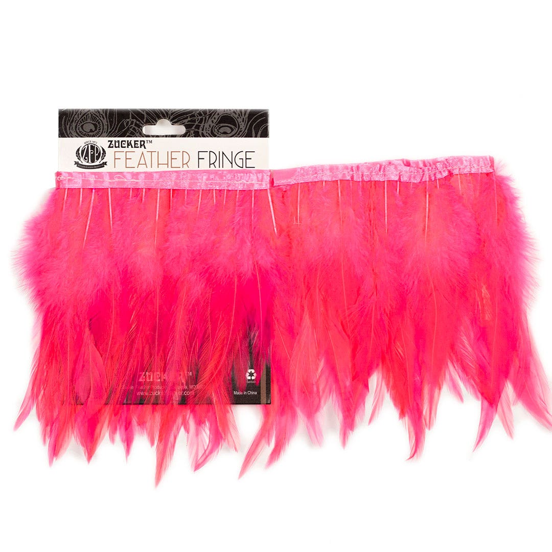 Rooster Saddle Fringe on Bias 6-8" x 1 YD-Coral